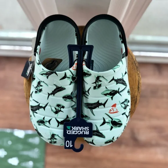 Rugged Shark Men's Clogs Shark Week Collaboration Size 10 EVA Foam Comfort Beach - Picture 4 of 9